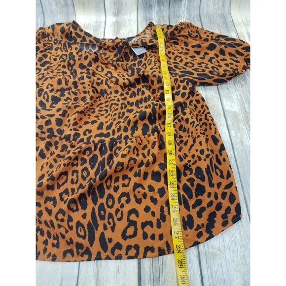 Lane Bryant Illusion Collection Blouse Top Womens Size 18 Brown Animal Print New - Picture 9 of 13